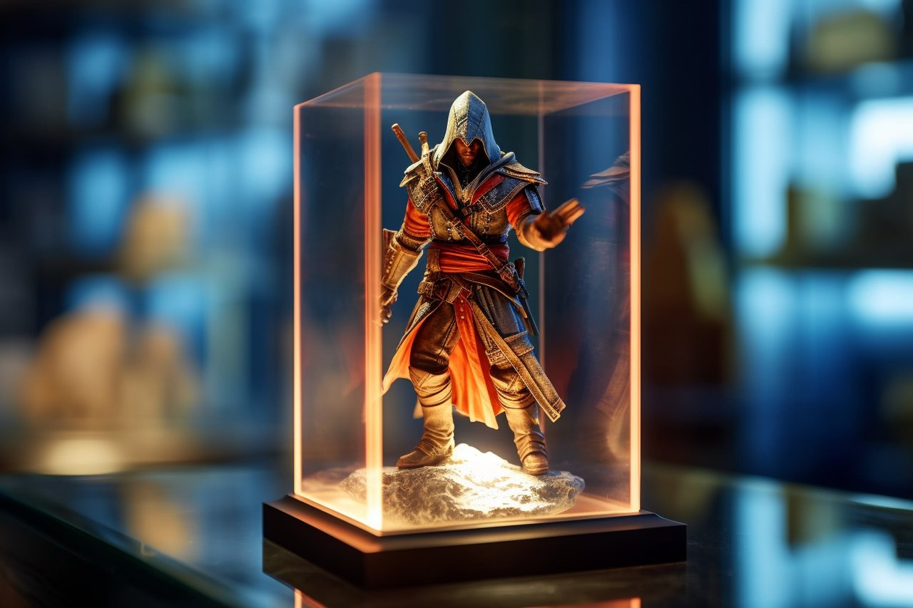 Figurka Ezio Auditore w przezroczystej kostce