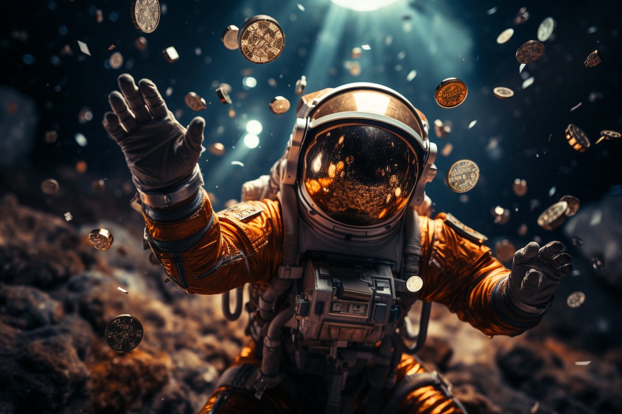 Astronauta korzysta z technologii blockchain