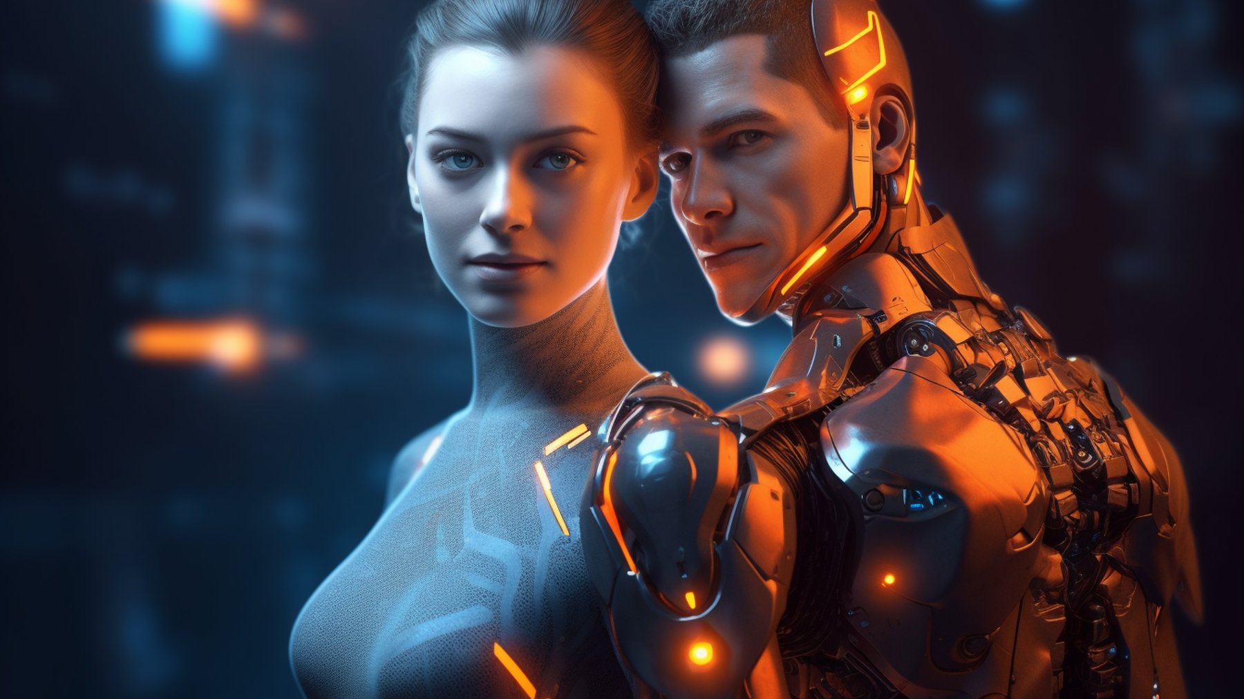 Kobieta pozująca do zdjęcia wraz z Androidem.