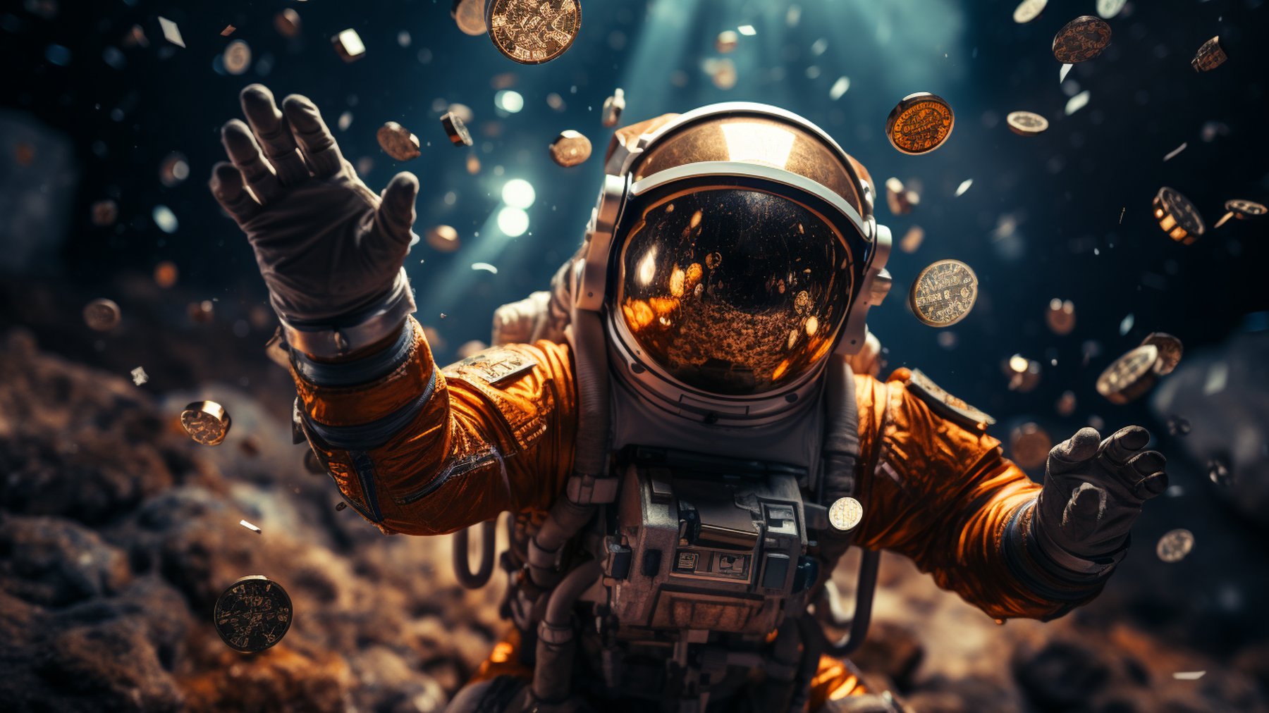 Astronauta korzysta z technologii blockchain