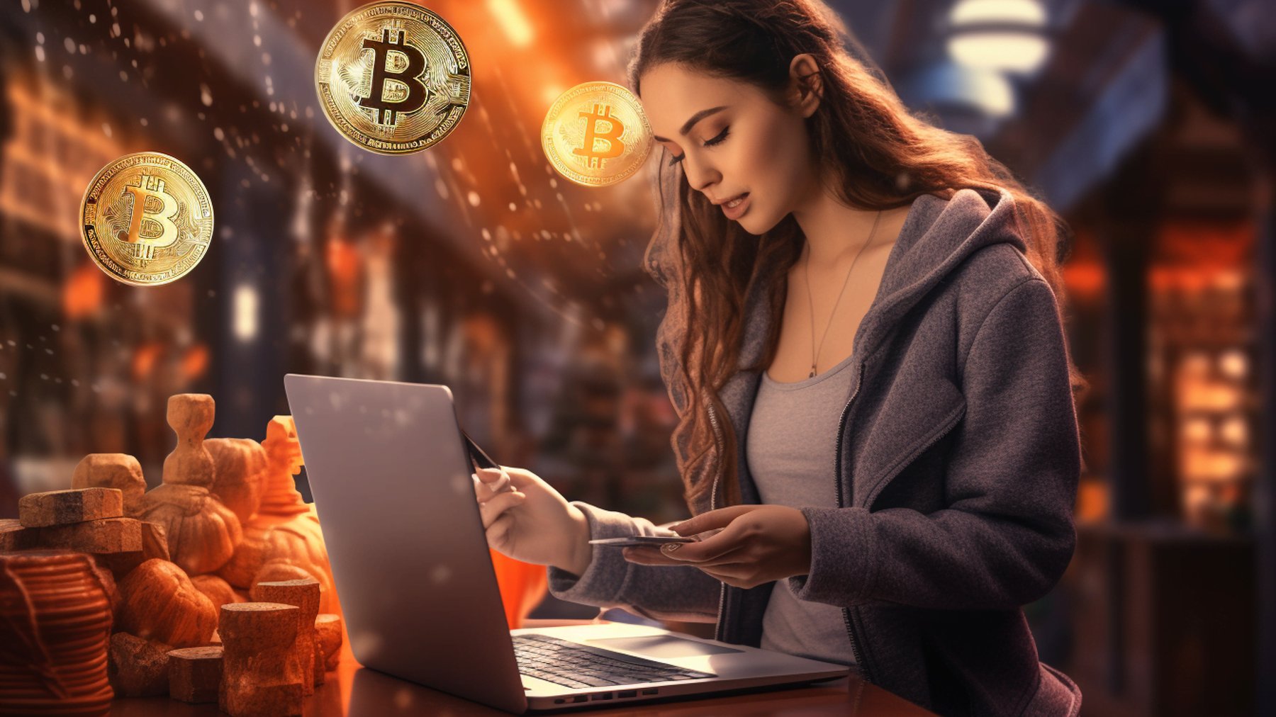 kobieta zarabia btc przy zakupach online korzystając z satsback