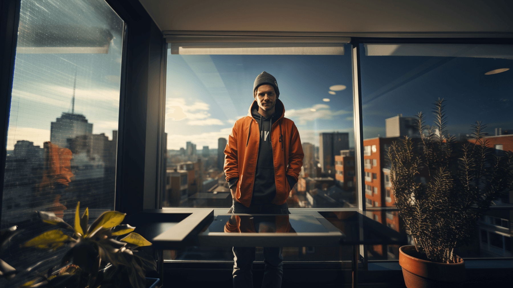 Rafał Zaorski w apartamencie na Złotej 44.