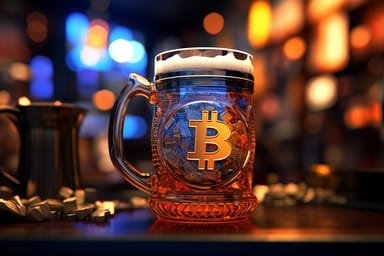 Kufel z piwem na spotkaniu Beer & Bitcoin.