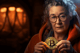 oszustwo kryptowaluty kobieta trzyma btc
