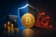 Rezerwa finansowa przedstawiona symbolicznie przez sejf, tarczę i logo Bitcoin na tle kontrastu między stabilnością a odpływem inwestorów Strategy.