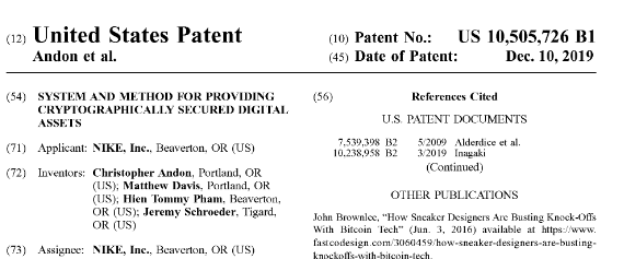 CryptoKicks patent