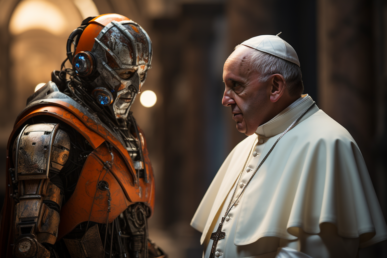 Papież Franciszek rozmawia z androidem